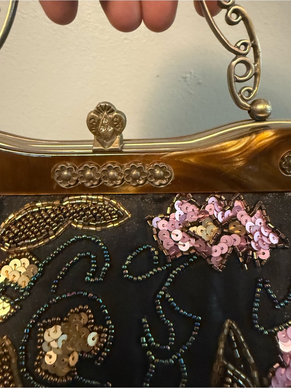 Vintage Beaded-Sequence Evening Clutch Bag - Picture 4 of 8